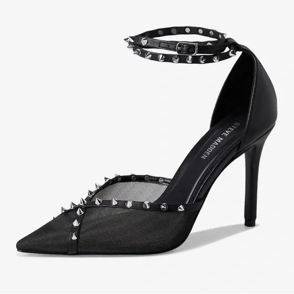 💋 Steve Madden Lupton Mesh Pointed-Toe Pumps, Black, Size 9.5 - Picture 4 of 15